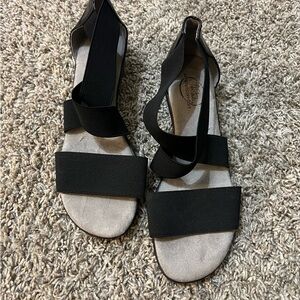 Black Elastic Strap Sandals